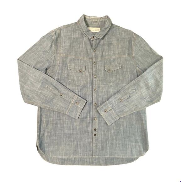 Yigal Azrouel New York Menswear Denim Jean Pearl Snap Shirt USA Mid Wash XL Men - Picture 2 of 9